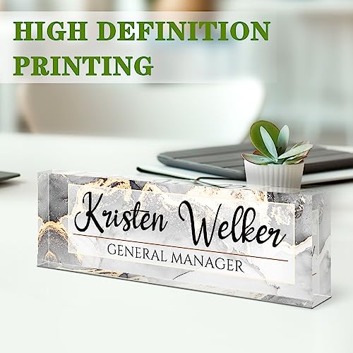 Image of Name Plate for Desk, Desk Name Plate Personalized, Office Decor for Women Men, Acrylic Desktop Accessories, Office Gifts for Boss Nurse Teacher Coworker, Employee Appreciation Gift (Silver /Gold)