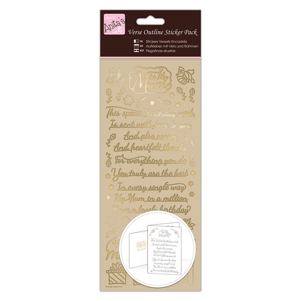 Anitas Outline Stickers, Verses, Mum, Gold, For Scrapbooking, Card Making, Kids Play, Homework, Art, Craft, Embelish, Decorative, Paper, Card, Glass, Metal, Plastic, Foam