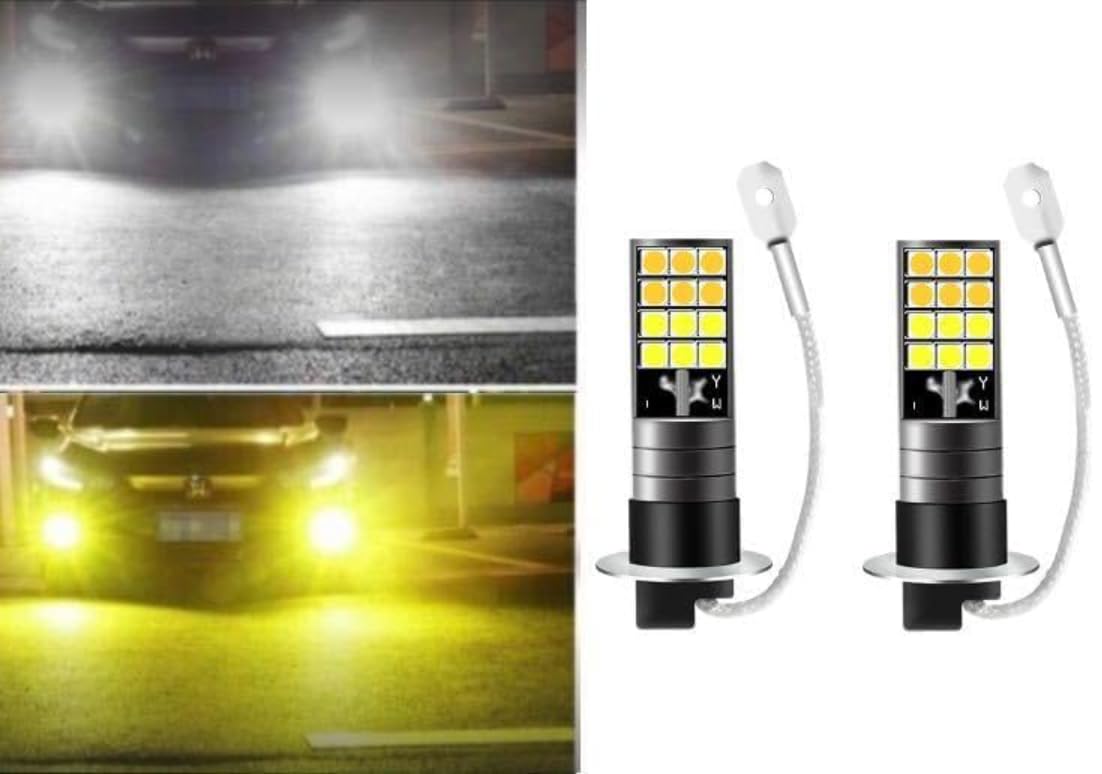 プロドラ イエロー H3 2セット Amazon | 12V 24V 対応 H3 LED フォグ ランプ バルブ 2個セット