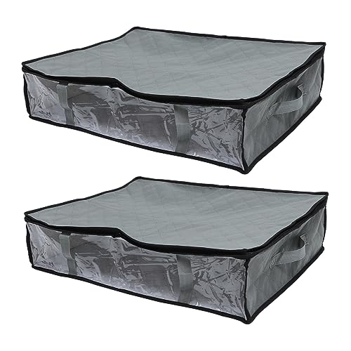 Cabilock 2Pcs Thickened Comforter Pouches for Quilt Storage Foldable Bed Bottom Containers and Moisture Organizers for Clothes and Sundries Grey