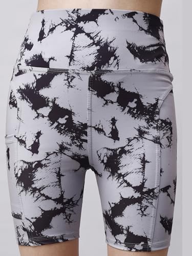 Image of Women's Polyester Stretchable Gym Shorts with Side Pockets High Waist Slim Fit Above Knee Length Activewear Tights Gym Fitness Cycling Running Yoga Shorts for Women