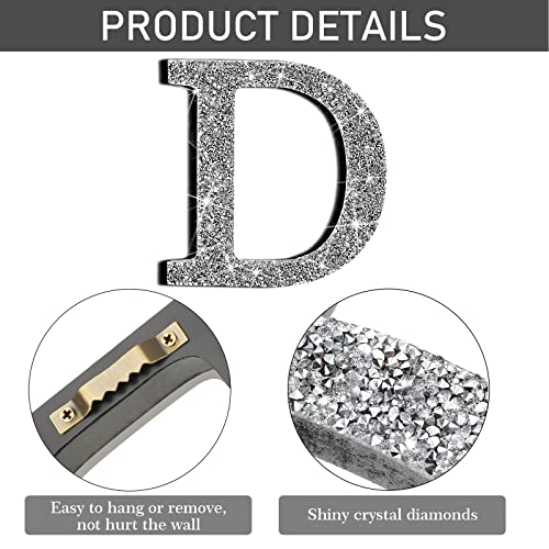 Qunclay-57-Inch-Silver-Crystal-Diamond-Letters-Crushed-Diamond-Decorations-Glitter-Letters-with-Screws-and-Hooks-Rhinestone-Gifts-for-Easter-Birthday-Wall-Bedroom-DecorLetter-D Qunclay 57 Inch Silver Crystal Diamond Letters Crushed Diamond Decorations Glitter Letters with Screws and Hooks Rhinestone Gifts for Easter Birthday Wall Bedroom DecorLetter D