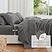 Love's cabin Seersucker Dark Grey Twin Comforter Set, 5-Piece All Season Lightweight Bed in a Bag Bedding Set with Comforter, Flat Sheet, Fitted Sheet, Pillowcase and Sham