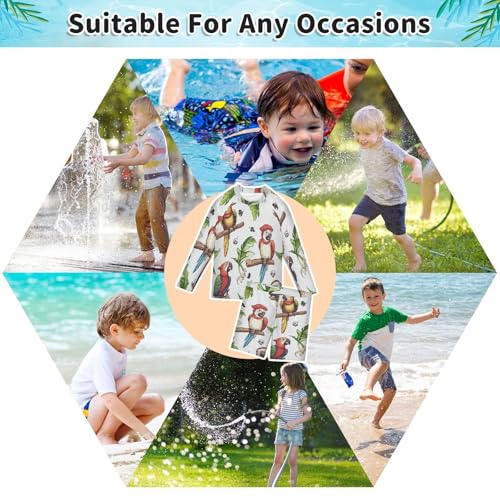 Tropical Parrots Boys Swimsuit Rash Guard Toddler Kids Long Sleeve Swim Shirt and Trunks Swimwear Set 3-10Y4