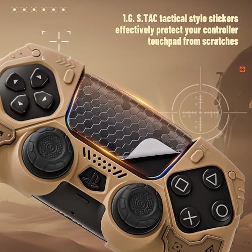 Image of GeekShare G.S.TAC Tactical PS5 Controller Skin Set: Non-Slip Silicone Cover Compatible with PS5 Wireless Controller, 2 Thumb Grips & 2 Stickers, Compatible with Monster Hunter Wilds (Desert Yellow)