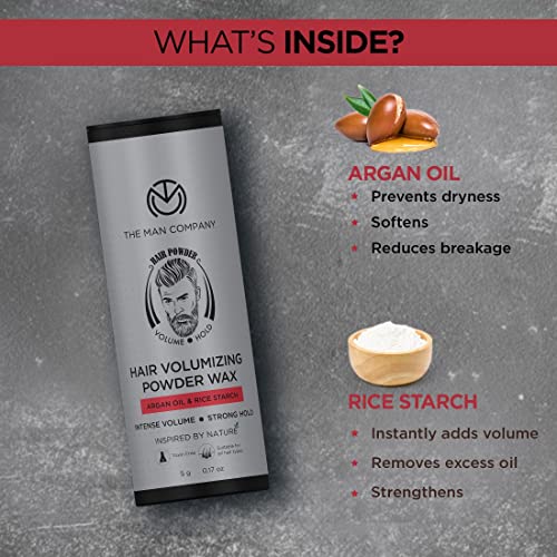 The Man Company Hair Volumizing Powder Wax for Men 5gm | 24 hrs Strong Hold with Matte Finish | 100% Natural & Safe Hair Styling Powder | Paraben & Sulphate Free 3