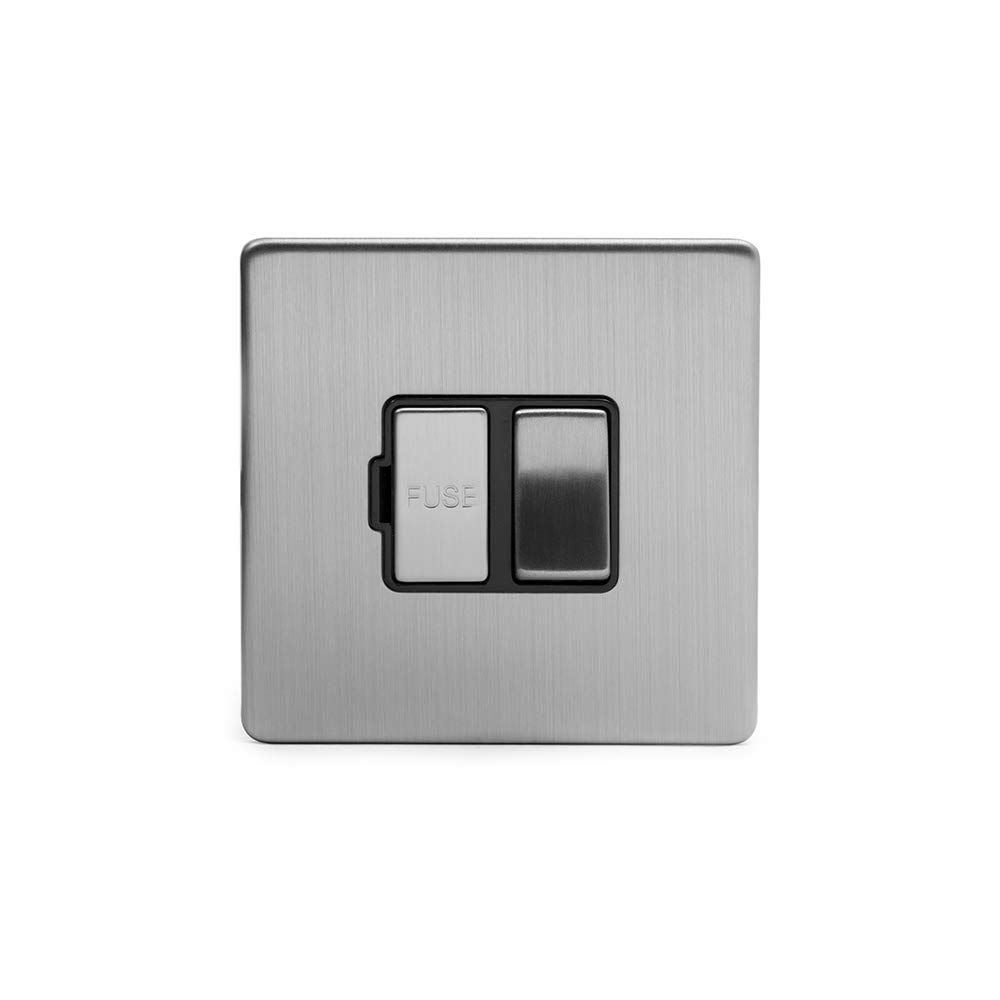 Soho Lighting Brushed Chrome Fused Connection Unit Switched 13A DP Blk Ins Screwless
