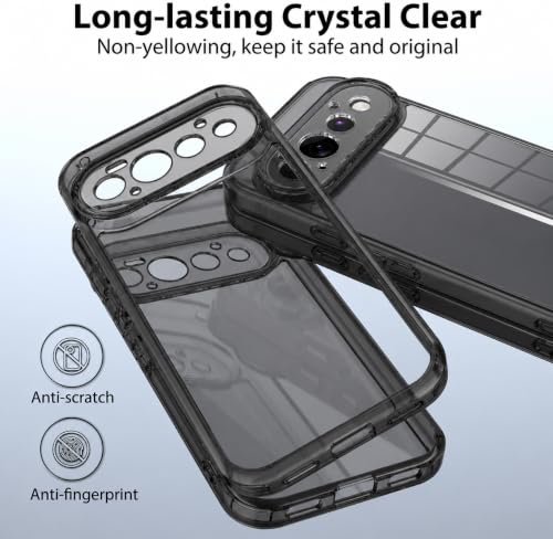 Image of VONZEE Compatible with Google Pixel 10 Pro XL Back Cover Case Clear,[ Anti Yellow ][Military Grade Protection] Hard PC Back Cover Transparent-Black