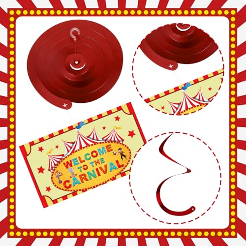 Image of 58 Pcs Carnival Circus Theme Party Decorations Circus Animal Hanging Swirl Decorations Carnival Hanging Swirl Ceiling Streamers Decor for Kids Girls Boys Birthday Baby Shower Party Supplies