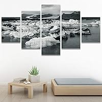 SIGNWIN 5 Panel Canvas Wall Art Modern Art Aerial Contemporary Cool Dramatic Multicolor Nature Photography Snow for Home Decorations Ready to Hang - 60