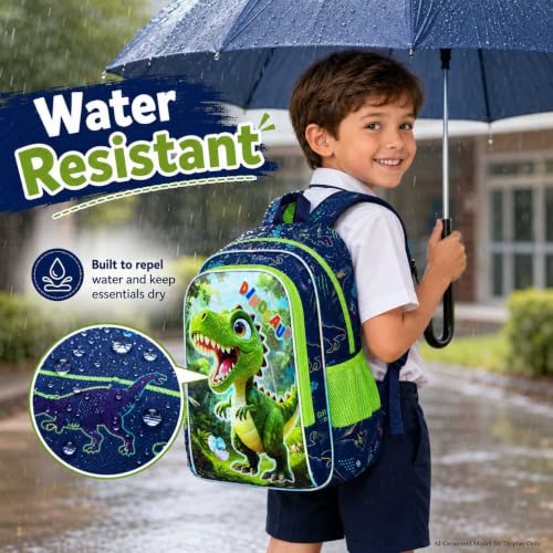 Image of UFNDC 3PCS Boys Backpack,16 inchKids Dinosaur Bookbag with Lunch Box, School Bag for Elementary Toddler