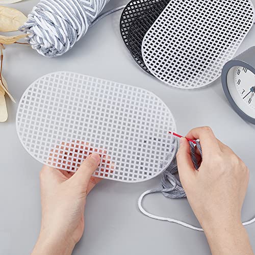 WADORN 4pcs Plastic Mesh Canvas Sheets for Embroidery 2 Colors Oval Mesh Knitting Crochet Bag Bottom 20.1x12.5 cm Blank Needlepoint Canvas Sheet Plastic Mesh Mat Acrylic Yarn Crafting Weaving Project - Image 3