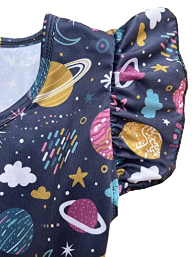 nebljgo Little Girls Dress Flutter Sleeve Toddler Baby Girl Sundress Summer Apparel Space Planets Pearl Dress4