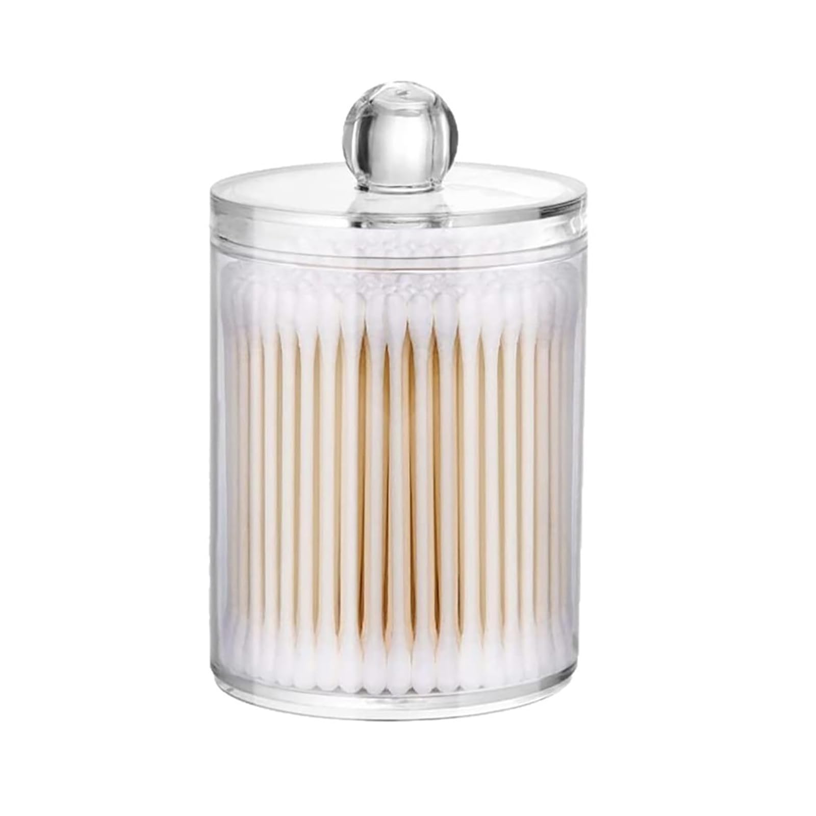 1Pcs Acrylic Qtip Holder Dispenser for Cotton Swabs Balls Pads Floss Picks- Small Clear Plastic Canister Apothecary Jar