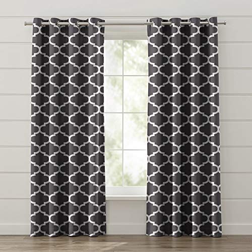 FBTS Basic Window Curtain 2 Panels 50% Blackout 52x102 Inch Dark Grey Color Window Drapes with Grommet Top for Living Room Bed Room or Office