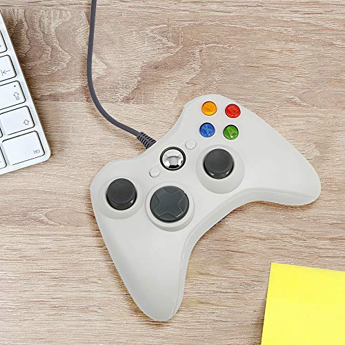 Xbox 360 Controller Wired for Xbox 360 Console & Windows, Xbox 360 Game Controller Gamepad (White) - Thumbnail 7
