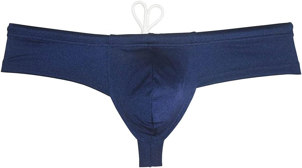 Men's Brazilian Bikini Swimsuit Thong Drawstring Swimwear Solid Shiny Ultra Cheeky Swim Boxer Briefs