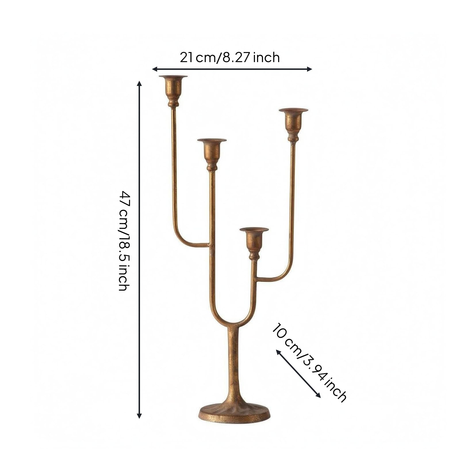 Candelabro Cuatro Brazos Base Redonda Candelabro Hierro Multibrazo Adorno Hogar, Alto