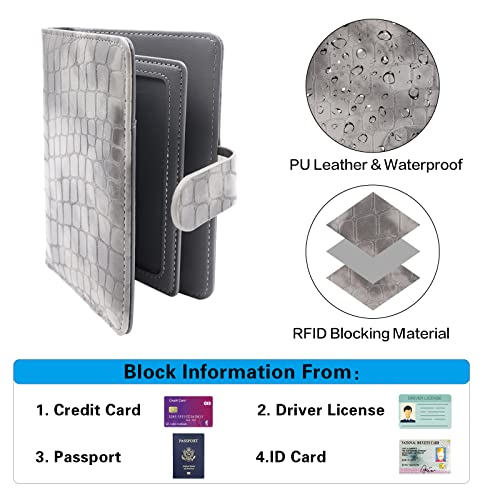 Image of Melsbrinna Rfid Passport Holder for Travel women /Men, Cute Passport Wallet Rfid Blocking Card Slots, Rfid Passport Cover /CaseTravel Wallet, Passport Book Holder (1, Grey)