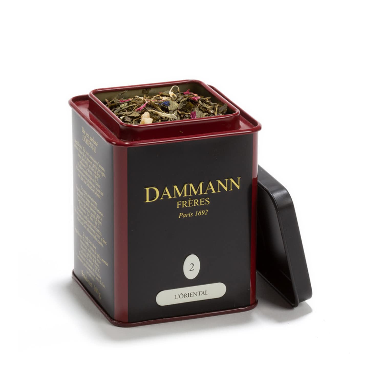 Dammann Frères | Tè Verde Oriental Pesca & Fragoline Bosco | Green Tea Aromi Frutta - 100 Gr | Tè in Foglie in Lattina | Tè Verde Aromatizzato