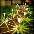 Gorrzai Solar Lights Outdoor 10 Pack Solar Pathway Lights Outdoor LED Waterproof Stainless Steel Driveway Lighting for Outdise, Yard, Walkway, Sidewalk, Garden, Lawn (Warm White)