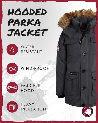 CANADA WEATHER GEAR Boys Winter Jacket - Heavyweight Water and Wind Resistant Hooded Parka Ski Jacket for Boys (Sizes: 5-20)2