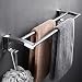 YDMJ avec Crochet Barre Porte Serviette INOX Deux Barres étagère Serviette Salle De Bain Simple Mural Barre De Serviette Perçage sans Perçage Bain Porte-torchons 40cm