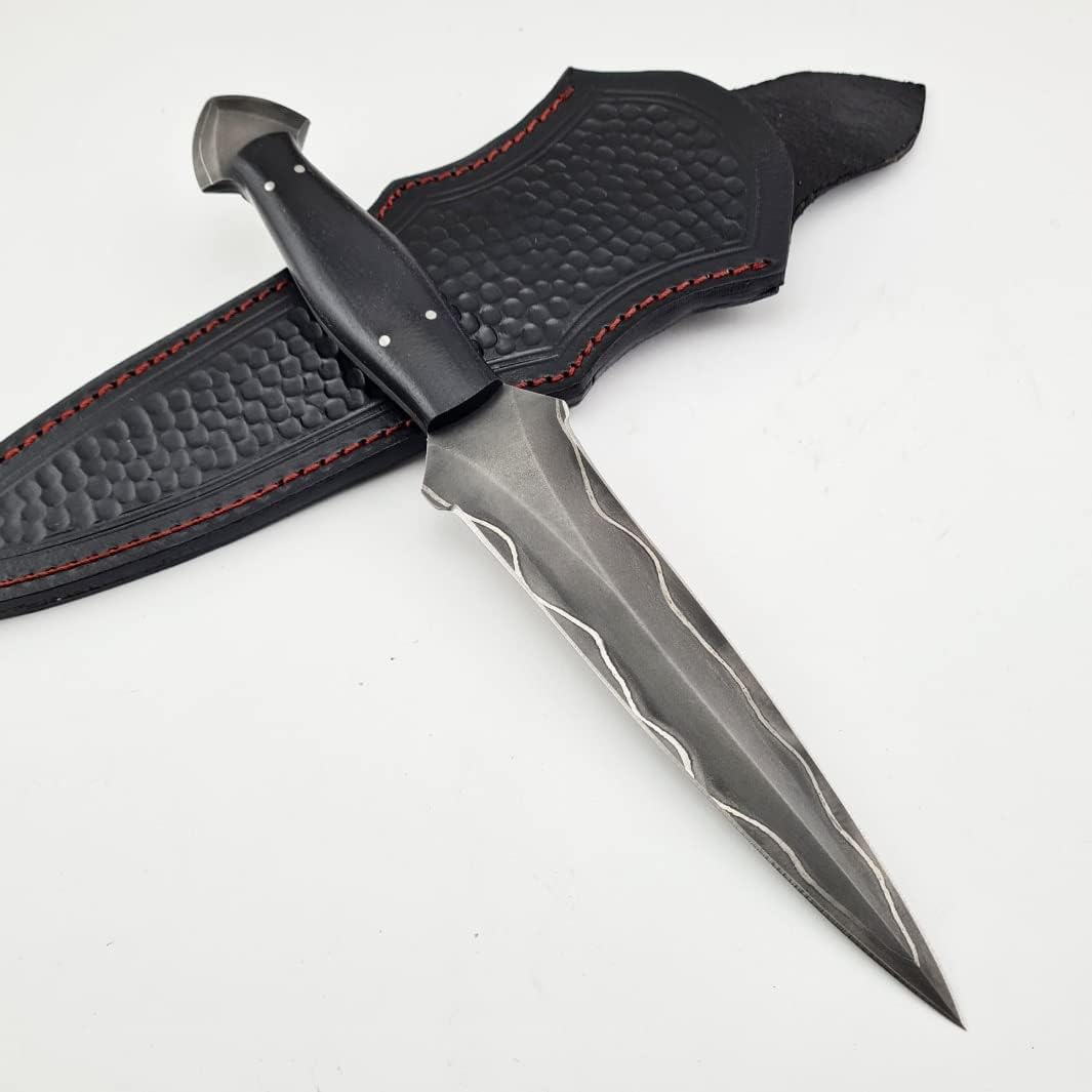 Vetus Dagger Knife with Sheath - Fixed Blade Martial Arts Knife - Dual Edge Blade For Outdoors, Tactical, Survival and EDC Double Egde Knife