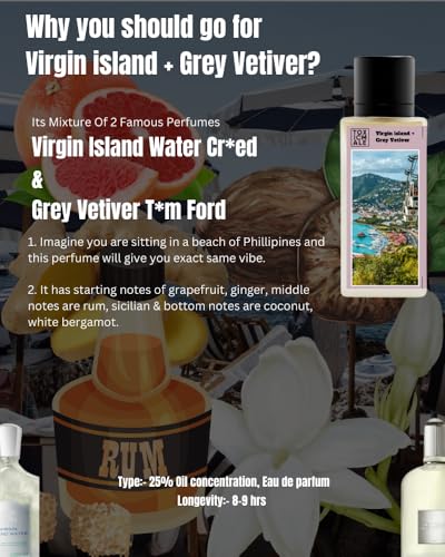 Image of TOXICMALE Virgin island + Grey Vetiver | Perfect Long lasting Men's perfume for Office | perfumes for men | Gift for him | TMA39 | 50 ml perfume | TM Perfume House
