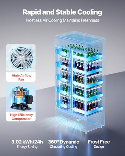 Image of VEVOR Commercial Merchandiser Refrigerator, 20.8 Cu.Ft / 590L Upright Beverage Cooler, 2 Glass Door Display Refrigerator with Customizable Lightbox, 8 Adjustable Shelves, Soft LED Lighting & Casters