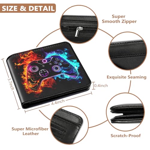 Image of Kids Wallet for Boys, Cool Wallets for Teen Son Ages 4 5 6 7 8 9 10 11 12 13 14 15 16, Leather Bifold Purse for Kid, Christmas Birthday Gift for Video Game Gaming Gamer Teenage
