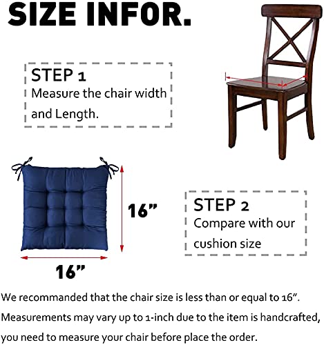 Image of Wakewell Chair Cushion, Soft Seat Cushions, Back and Hip Support Chair Pad for Office, Rocking, Dining, Patio, Camping, Kitchen Chairs - Navy Blue, 1 Piece Chair Cushion Seat Pad