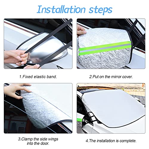 Image of LoyaForba Car Magnetic Windshield Snow Cover, 4 Layers WAaterproof Windproof Protection,Snow,Ice,Sun,Frost Defense, Universal for SUV, Truck, Sedan, Van (Silver)