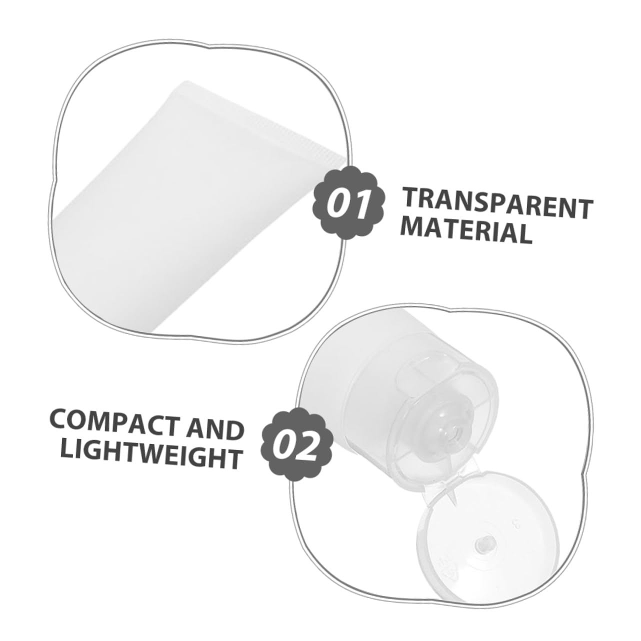 Gatuida Contenitori da Viaggio Refillabili 50 Pezzi 50ml Pp Pe Bianco | Articoli da Toilette e Dentifricio, Uso Quotidiano e Viaggio, Tubi Flessibili con Tappo a Ribalta