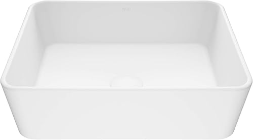 VIGO Caléndula 18 pulgadas de largo x 14 pulgadas de ancho x 5 pulgadas de alto sobre el mostrador de piedra mate rectangular lavabo de baño en