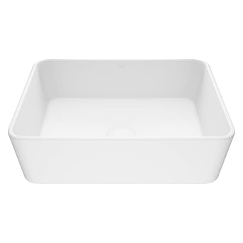 VIGO Marigold 18"L x 14"W x 5"H Over the Counter Matte Stone Rectangular Vessel Bathroom Sink in White -VG04003