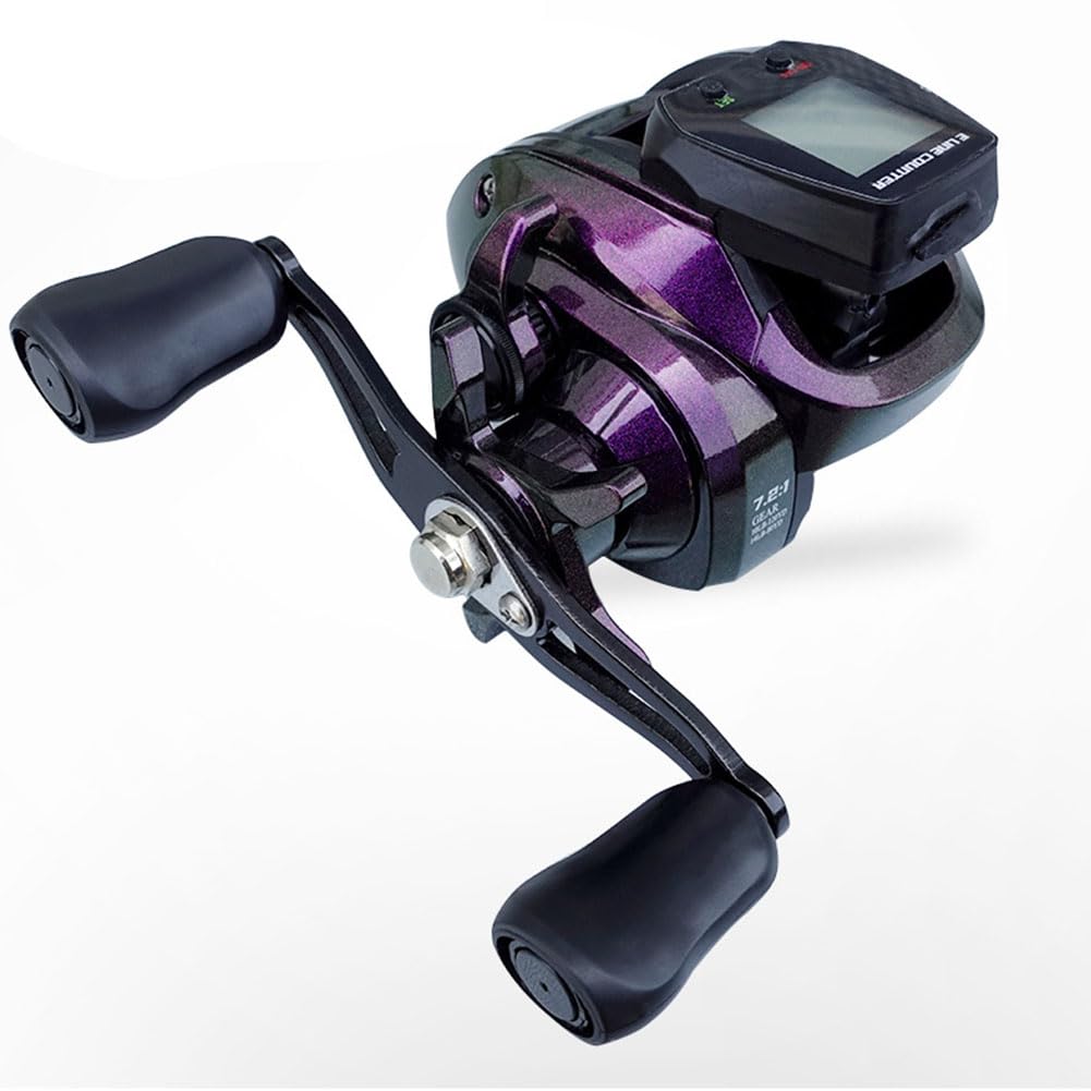 Carrete de pesca, 7.2:1 5+1BB Carretes de pesca digital con pantalla de alarma de mordida para agua dulce o salada, mano izquierda