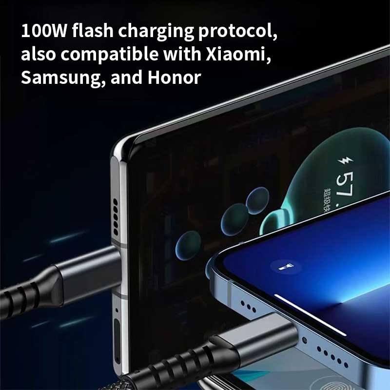 Image of 3-in-1 100W Fast Charging Cable with LED Display | 5A PD Braided Nylon Multi USB Cable (Type-C, Lightning, Micro USB) for Laptops, iPhones, Android & Tablets | 480Mbps Data Sync | 1.2m