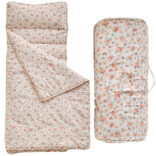 Image of Toddler Nap Mat with Removable Pillow,Ultra Soft Slumber Bags for Girls,Kids Sleeping Bags with Roll Up Design, Perfect for Preschool,Daycare,Kindergarten