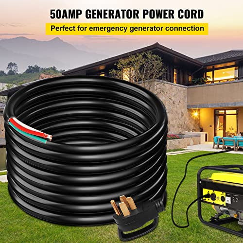 VEVOR 15 FT 50 Amp Generator Extension Cord 4 Wire 6 Gauge STW 6/3+8/1, 125V 250V Generator Power Cord N14-50P & SS2-50R with Portable Handle - Image 3