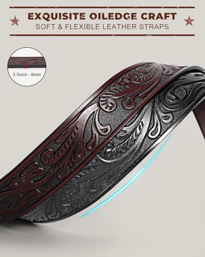Image of BELTROAD 2 Pack Western Leather Belt Strap for Men Women Cowboy Cowgirl Leather Mens Belts for Jeans Gift Belt without Buckle