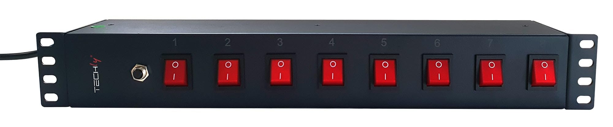 Techly Professional 367829 Multipresa a 8 Posti da Rack 19" con 8 Interruttori Luminosi 1,5U Nero