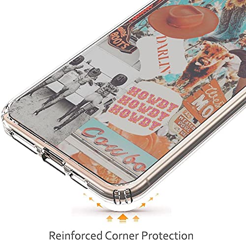 Jihanfenyue Compatible With Iphone 13 Case Clear, Cowboy Cowgirl Collage Howdy Boho Ranch Iphone Case Slim Soft Tpu Transparent Shockproof Protective Case #TOP3