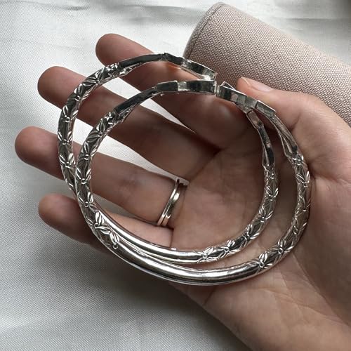 Solid .925 West Indian Bangle with Large Ankh Cross Ends - PAIR4