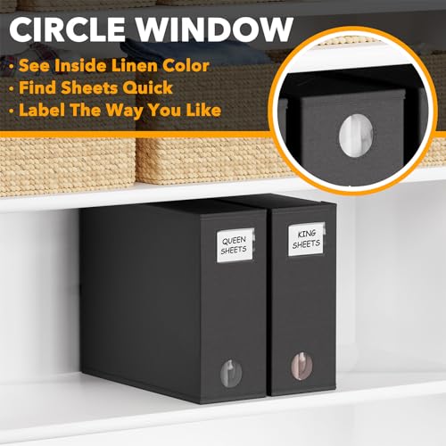 Image of SpaceAid 2 Pack Bed Sheet Organizers and Storage, Foldable Sheet Organizer for Linen Closet, Sheets Set Folder Keeper with Window XL (Queen & King Size) Organizing Bedding Container, Black