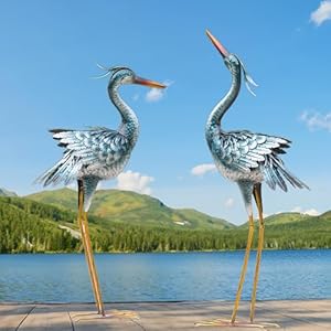 Chisheenlargegardencranestatuesoutdoorsculpturesmetalyardartheronstatuesstandingforindooroutdoordecorbirdstatuesforpatiolawnporchdecorationssetof2  Urban Country Home Decor Chisheen large garden crane statues outdoor sculptures metal yard art heron statues standing for indoor outdoor decor bird statues for patio lawn porch decorations set of 2  urban country home decor