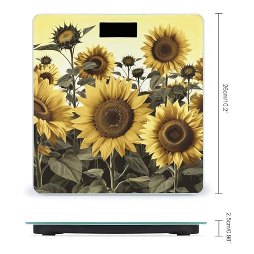 Balanza digital de baño con diseño floral amarillo miniatura 2