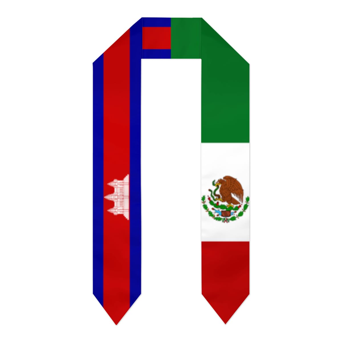 Cambodia Cambodian Mexico Mexican Mex Flag Graduation Stole/Scarf/Sash 2024/2025 Double Sided International Student Graduation Decoration Gift 72 inches long