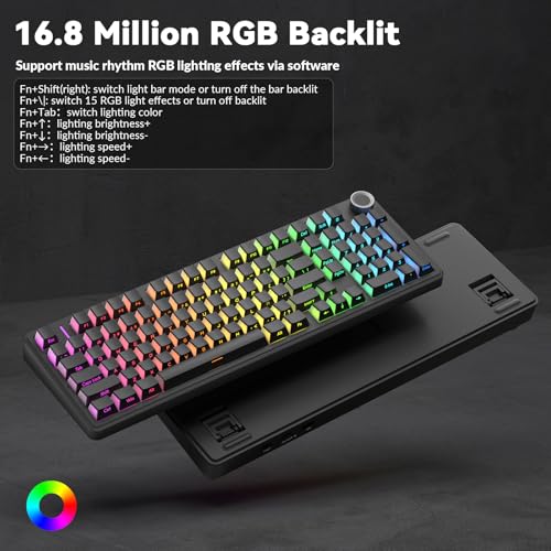 Image of AULA F99 Pro Wireless Mechanical Keyboard-Silent Version,BT5.0 /2.4GHz /USB-C Hot Swappable Custom Keyboard,Gasket Structure,Pre-lubed Linear Switches RGB Backlit Computer Gaming Keyboards,Black