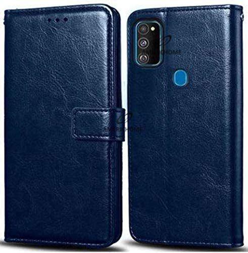 Image of Inside Rubber TPU with Card Pockets Magnetic Closure Protection Compatible with Samsung Galaxy M30s, SM-M307FZGHINS (Blue)